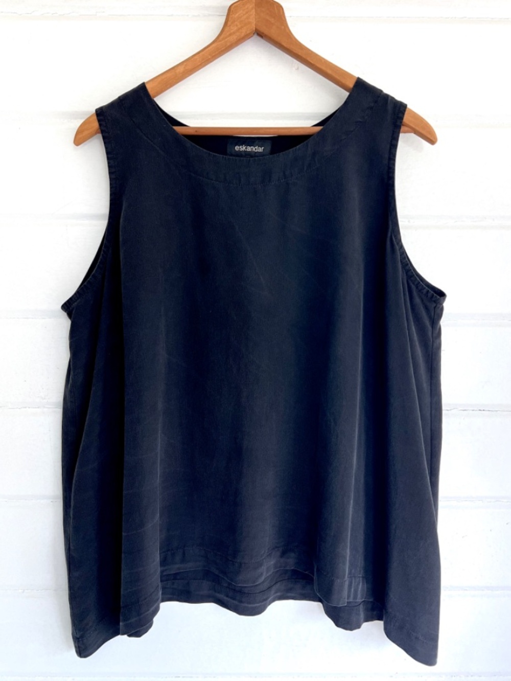 ESKANDAR 100% Silk Crepe Tank Sleeveless Top - L